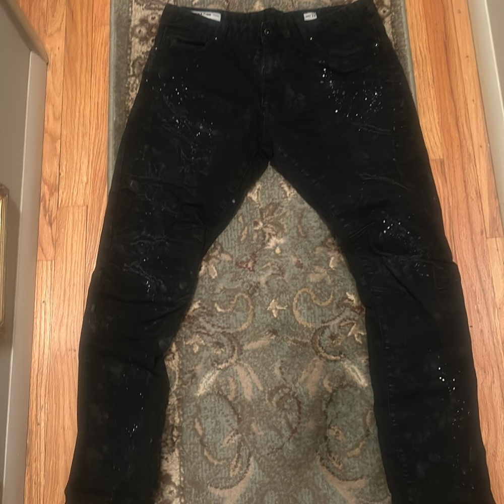 Y2K SMOKE RISE Men’s Jeans w/ distressing & paint splatter size38/32